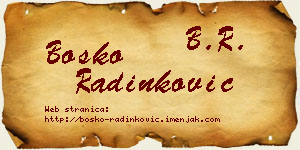 Boško Radinković vizit kartica